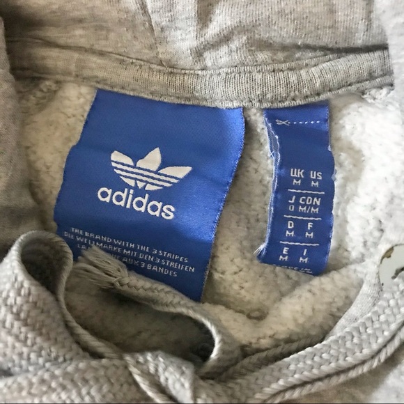 adidas Trefoil Logo Heather Gray Pullover Hoodie - Picture 10 of 14